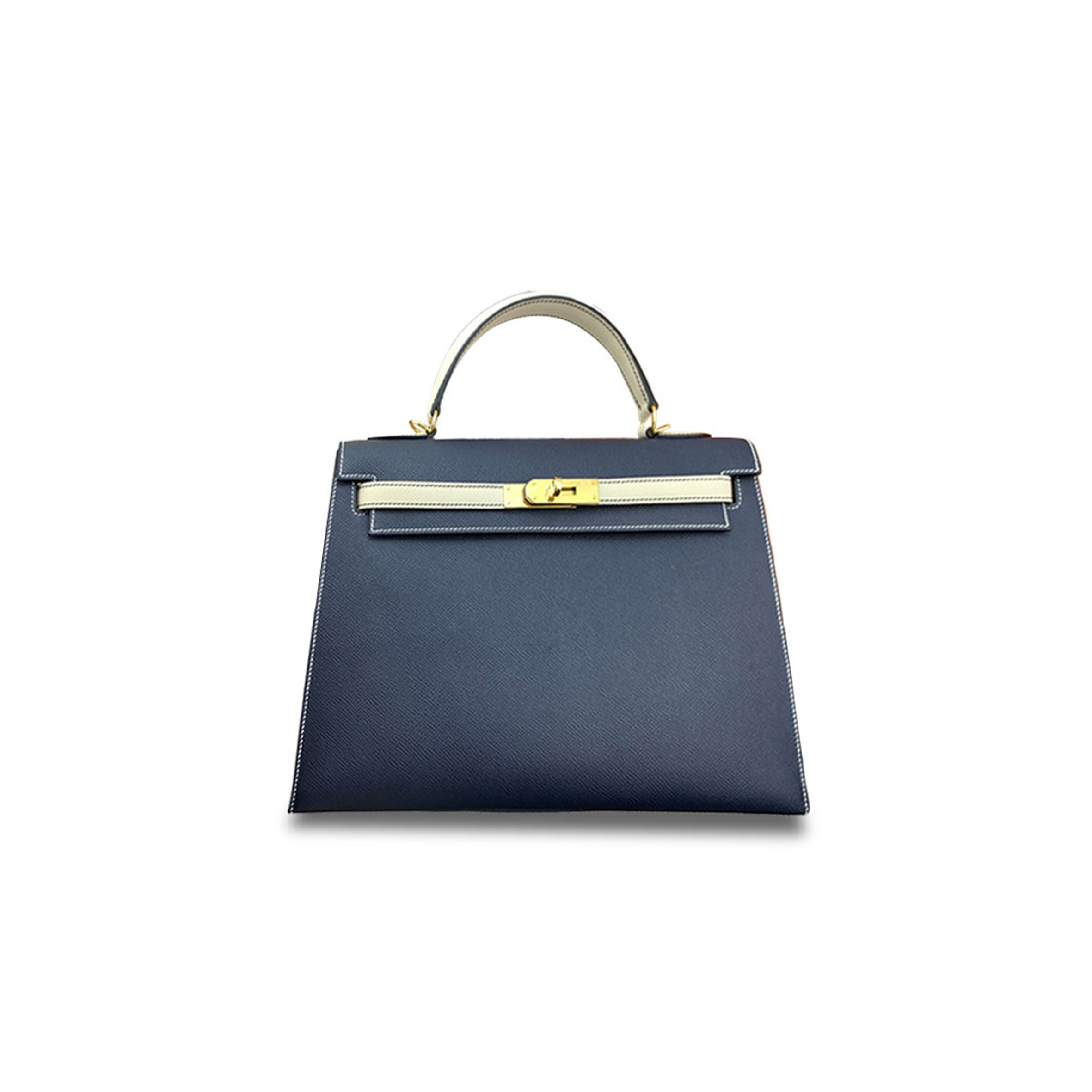 HERMÈS KELLY 32 EPSOM MIDNIGHT BLUE MILKSHAKE PLATINUM BUCKLE (32*23*10.5cm)
